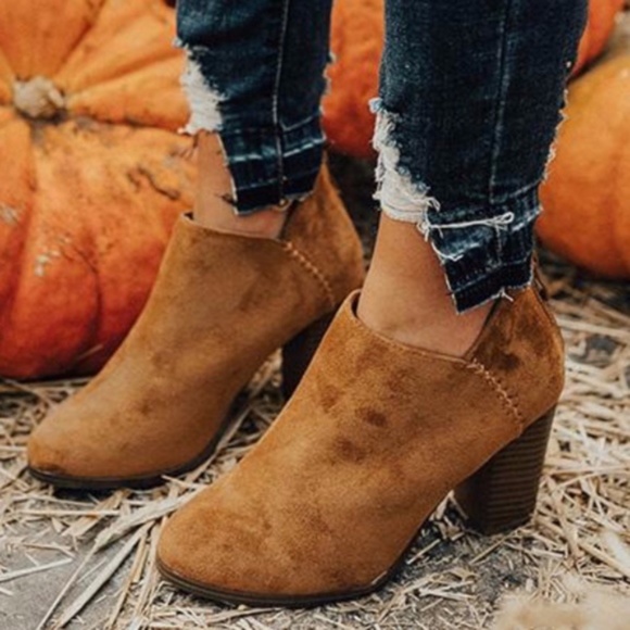 Vegan suede vegan Suede Almond Toe bootie - Picture 1 of 3